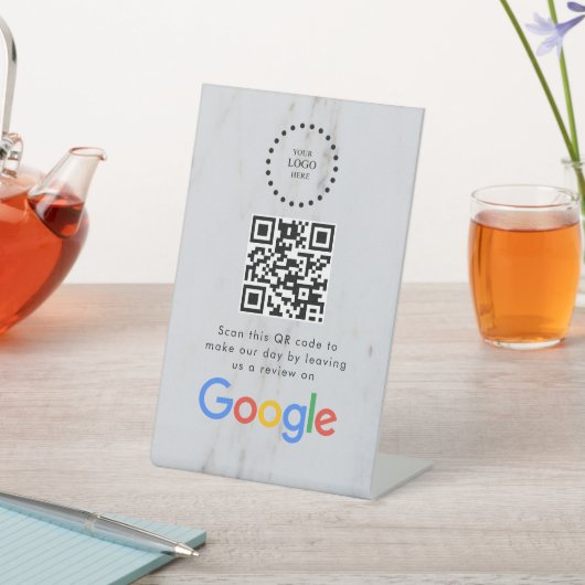 Elegant Google reviews qr code tabletop sign 台座サイン (インサイチュ)