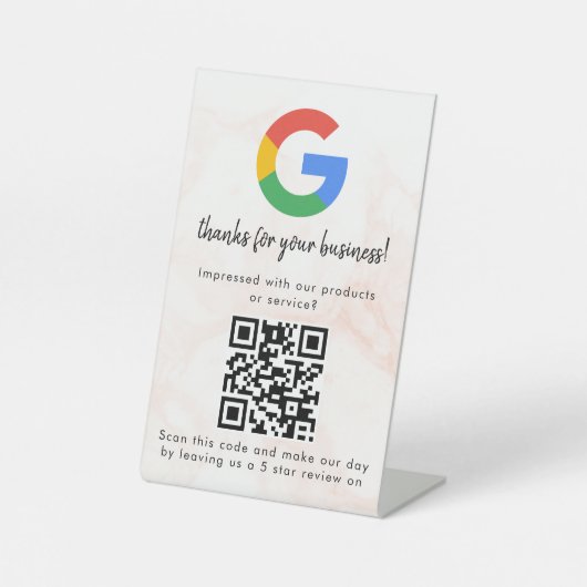 Elegant Google reviews qr code tabletop sign 台座サイン (正面)