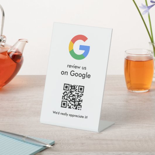 Elegant Google reviews qr code tabletop sign 台座サイン (インサイチュ)