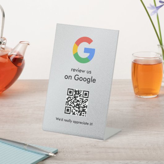 Elegant Google reviews qr code tabletop sign 台座サイン (インサイチュ)
