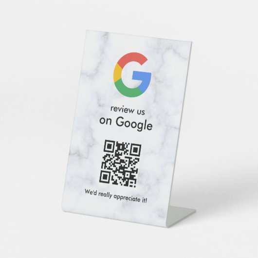 Elegant Google reviews qr code tabletop sign 台座サイン (正面)