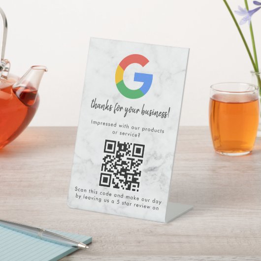 Elegant Google reviews qr code tabletop sign 台座サイン (インサイチュ)
