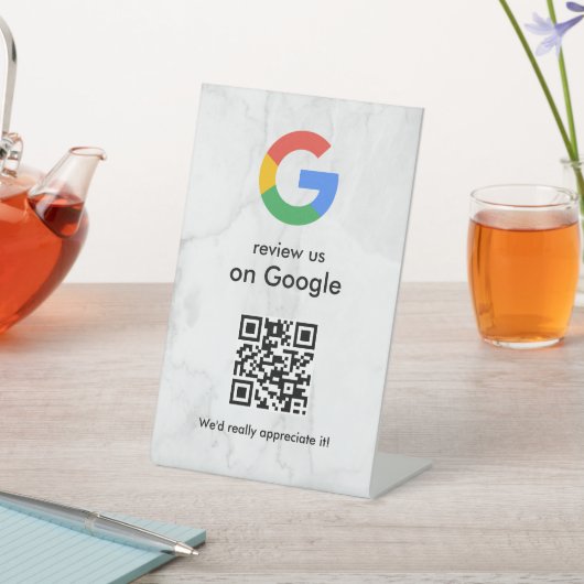 Elegant Google reviews qr code tabletop sign 台座サイン (インサイチュ)