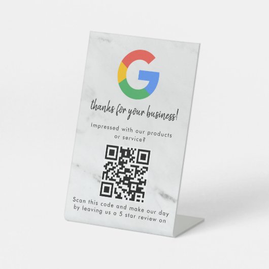 Elegant Google reviews qr code tabletop sign 台座サイン (正面)
