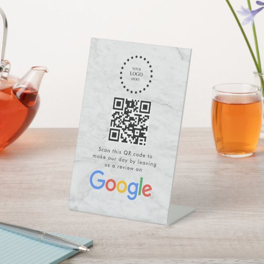 Elegant Google reviews qr code tabletop sign 台座サイン (インサイチュ)