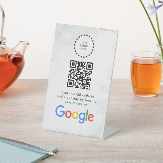 Elegant Google reviews qr code tabletop sign 台座サイン (インサイチュ)