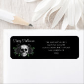 Elegant Gothic Black Floral Skull Halloween ラベル (インサイチュ)
