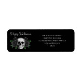 Elegant Gothic Black Floral Skull Halloween ラベル (正面)