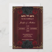 Elegant Gothic Dark Romance Wedding Save the Date 招待状 (正面)