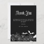 Elegant Gothic Floral Black Wedding Photo サンキューカード (正面)