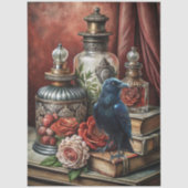  Elegant Gothic Floral & Raven Furniture Decoupage 薄葉紙 (正面)