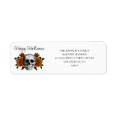 Elegant Gothic Floral Skull Halloween Address ラベル (正面)
