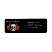 Elegant Gothic Floral Skull Halloween Address ラベル (正面)