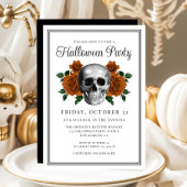 Elegant Gothic Floral Skull Halloween Invitation 招待状