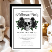 Elegant Gothic Floral Skull Halloween Invitation 招待状