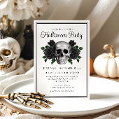 Elegant Gothic Floral Skull Halloween Invitation 招待状