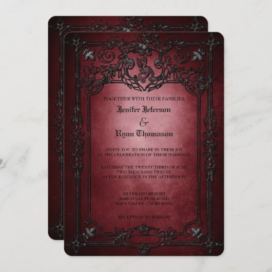 Elegant gothic halloween wedding Invitation 招待状 (正面/裏面)
