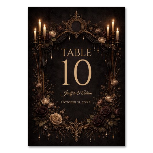 Elegant Gothic Halloween Wedding Table number テーブルナンバー (正面)