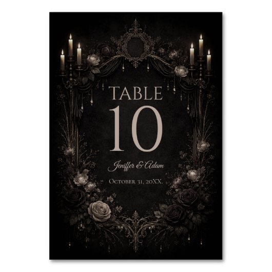 Elegant Gothic Halloween Wedding Table number テーブルナンバー (正面)