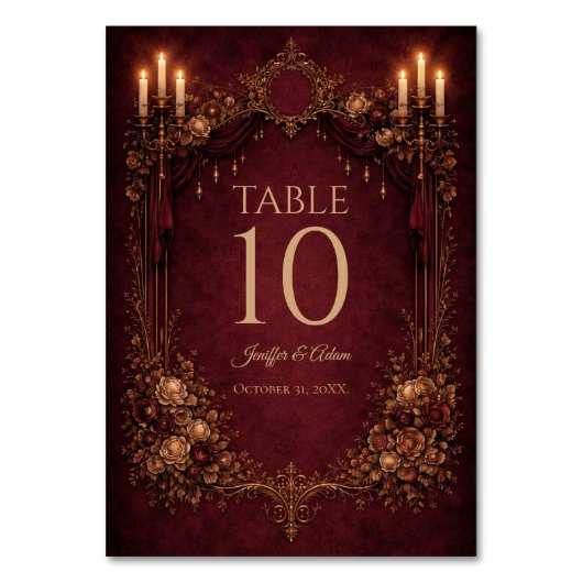 Elegant Gothic Halloween Wedding Table number テーブルナンバー (正面)