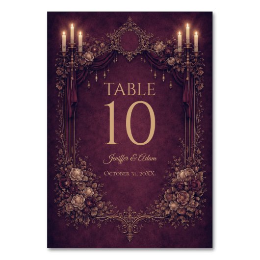Elegant Gothic Halloween Wedding Table number テーブルナンバー (正面)