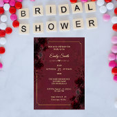 Elegant Gothic Red and Black Romance Bridal Shower 招待状