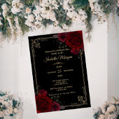 Elegant Gothic Romance Roses Bridal Shower 招待状
