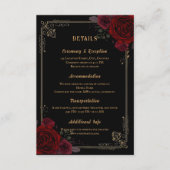 Elegant Gothic Romance Roses Wedding エンクロージャーカード (正面)