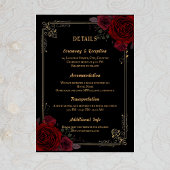 Elegant Gothic Romance Roses Wedding エンクロージャーカード