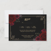 Elegant Gothic Romance Roses Wedding RSVP (正面)