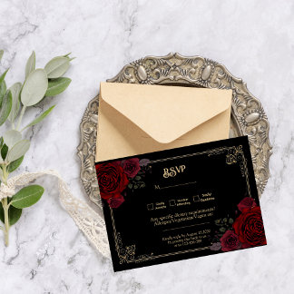 Elegant Gothic Romance Roses Wedding RSVP