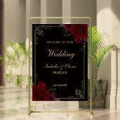 Elegant Gothic Romance Roses Wedding Welcome Sign ポスター