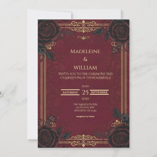 Elegant Gothic Romance Wedding 招待状 (正面)