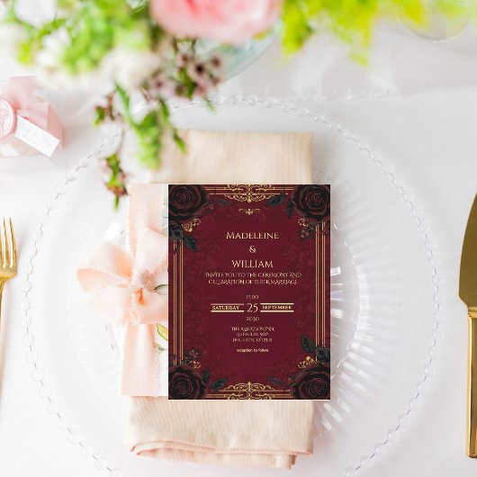 Elegant Gothic Romance Wedding 招待状