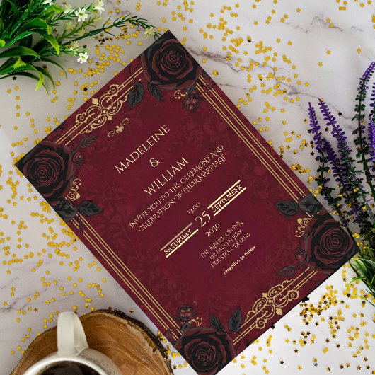 Elegant Gothic Romance Wedding  招待状