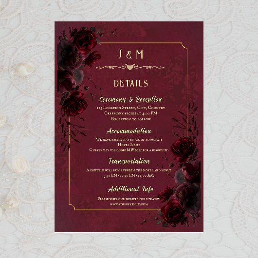 Elegant Gothic Romance Wedding Enclosure Card エンクロージャーカード