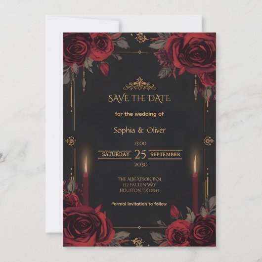 Elegant Gothic Romance Wedding Save the Date (正面)