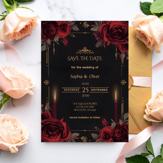 Elegant Gothic Romance Wedding Save the Date