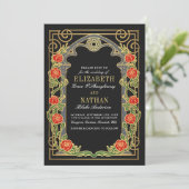 Elegant Gothic Roses Cathedral Frame Wedding  招待状 (スタンド正面)