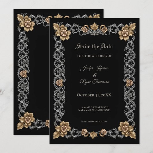 Elegant Gothic Save the date 案内状 (正面/裏面)