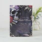 Elegant Gothic Skull & Red Roses Bridal Shower 招待状 (スタンド正面)