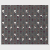 Elegant Gothic Skull & Rose Stripes ラッピングペーパー (フラット)