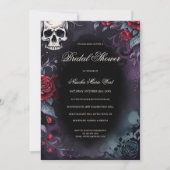 Elegant Gothic Skull & Roses Bridal Shower 招待状 (正面)