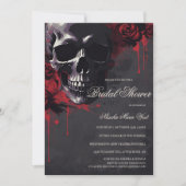 Elegant Gothic Skull & Roses Bridal Shower 招待状 (正面)