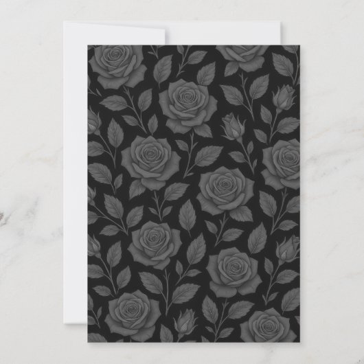 Elegant Gothic Skull & Roses Wedding Invitation 招待状 (裏面)