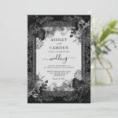 Elegant Gothic Victorian Floral Wedding 招待状 (スタンド正面)