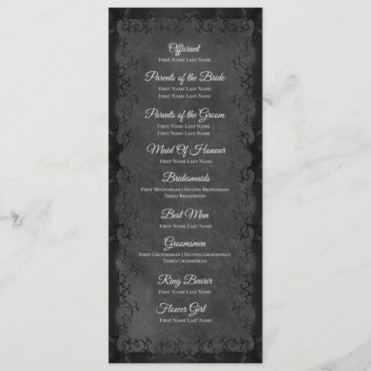 Elegant Gothic Wedding Program メニュー (裏面)