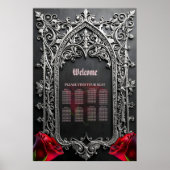 Elegant Gothic Wedding Rose Frame  ポスター (正面)