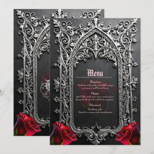 Elegant Gothic Wedding Rose Frame  メニュー (正面/裏面)