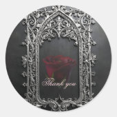 Elegant Gothic Wedding Rose Frame  ラウンドシール (正面)